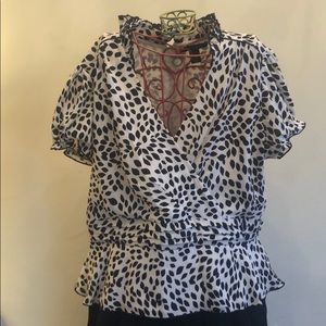 White House Black Market Cute Peplum B&W Dress